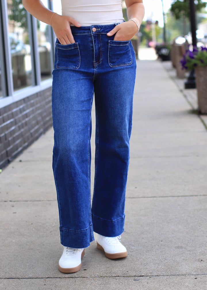 The Colette Crop High Rise Patch Pocket Crop Denim