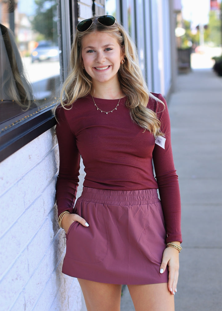 Essential Long-Sleeved Micro-Ribbed Top