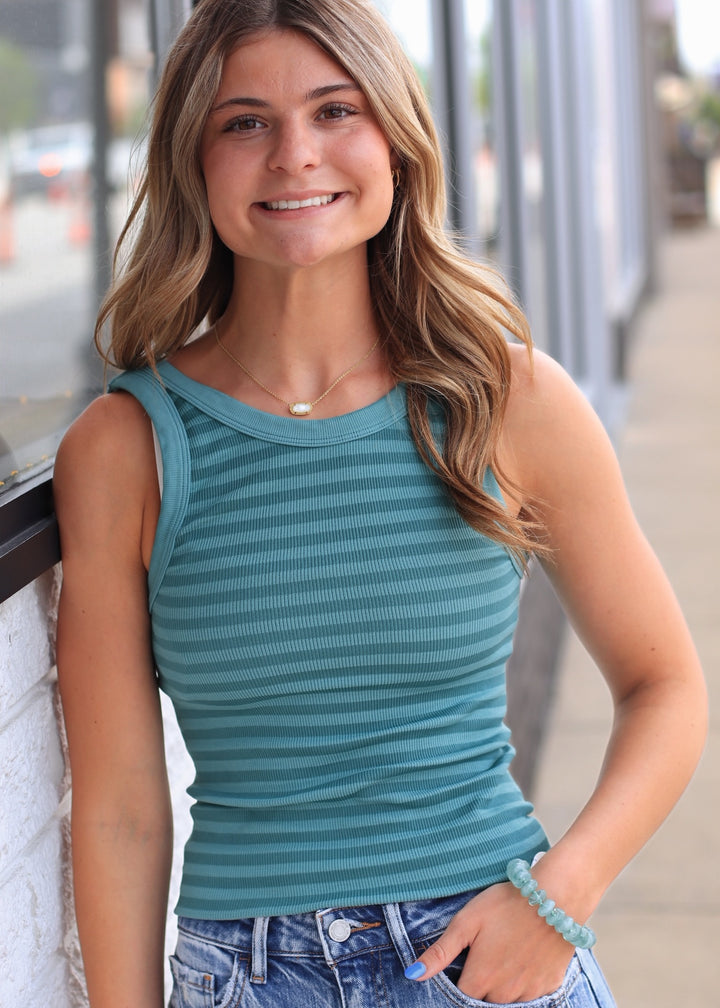 RESTOCK Reversible Tank Top in Dusty Teal