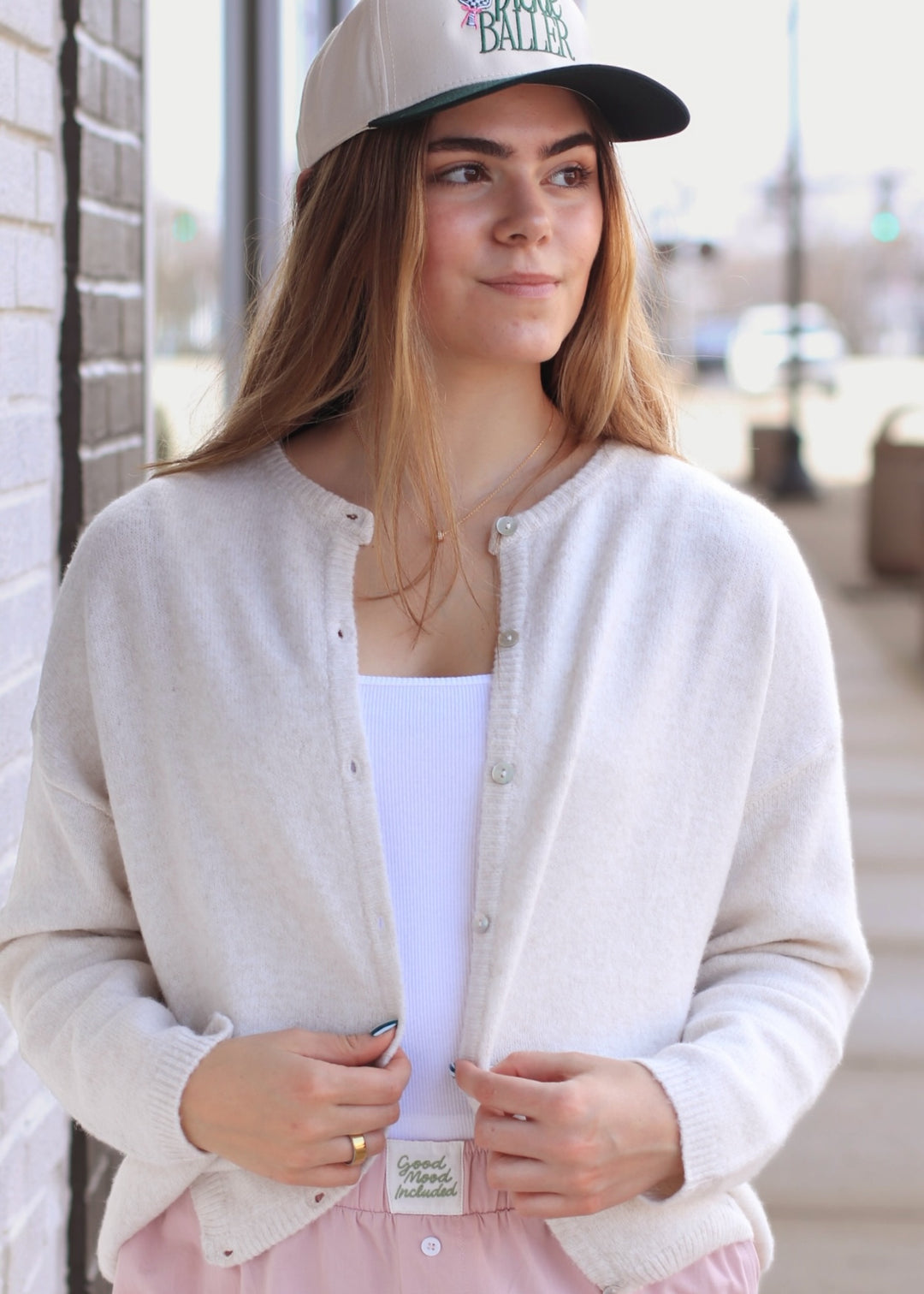 RESTOCK Ivory Ease Crew Neck Sweater Cardigan