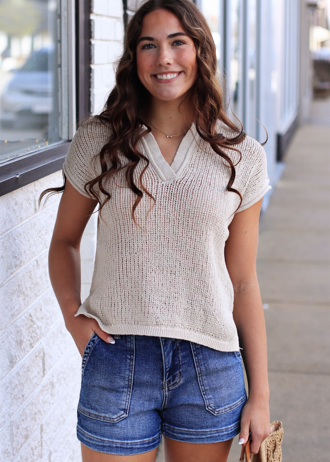 RESTOCK The Airy Knit Top in Natural