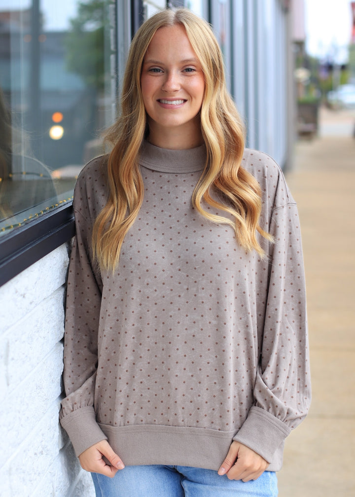 Oversized Vintage Washed Scuba Mini Dot Sweatshirt