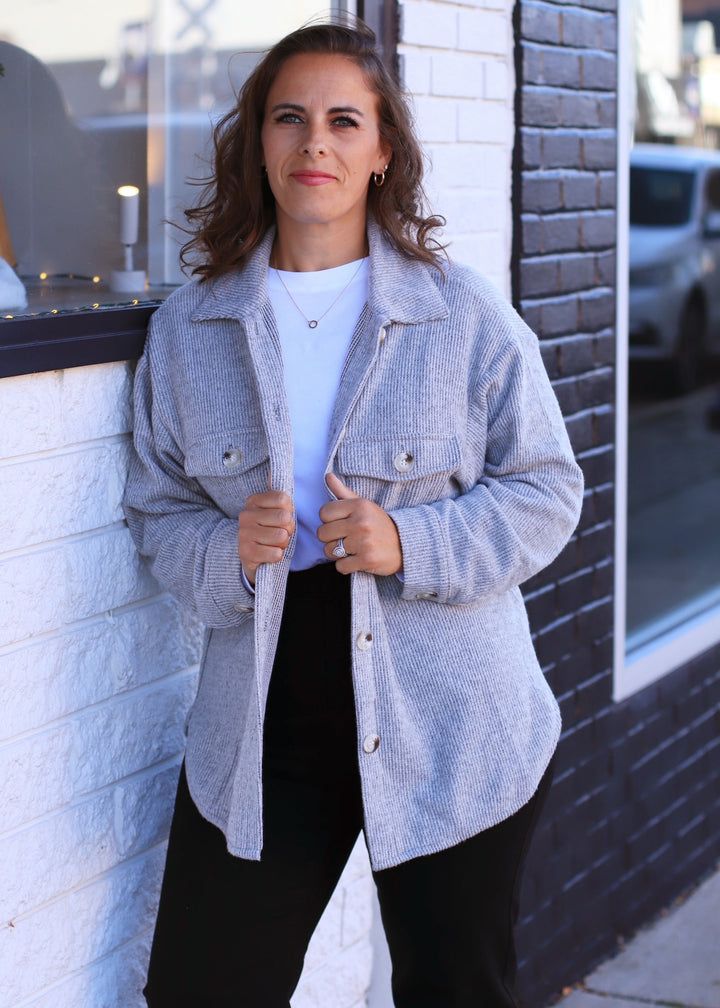 Fall Season Two Tone Shacket in Olive