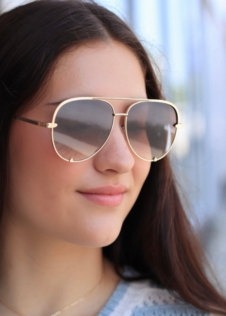 Classic Metallic Aviator Frame Sunglasses