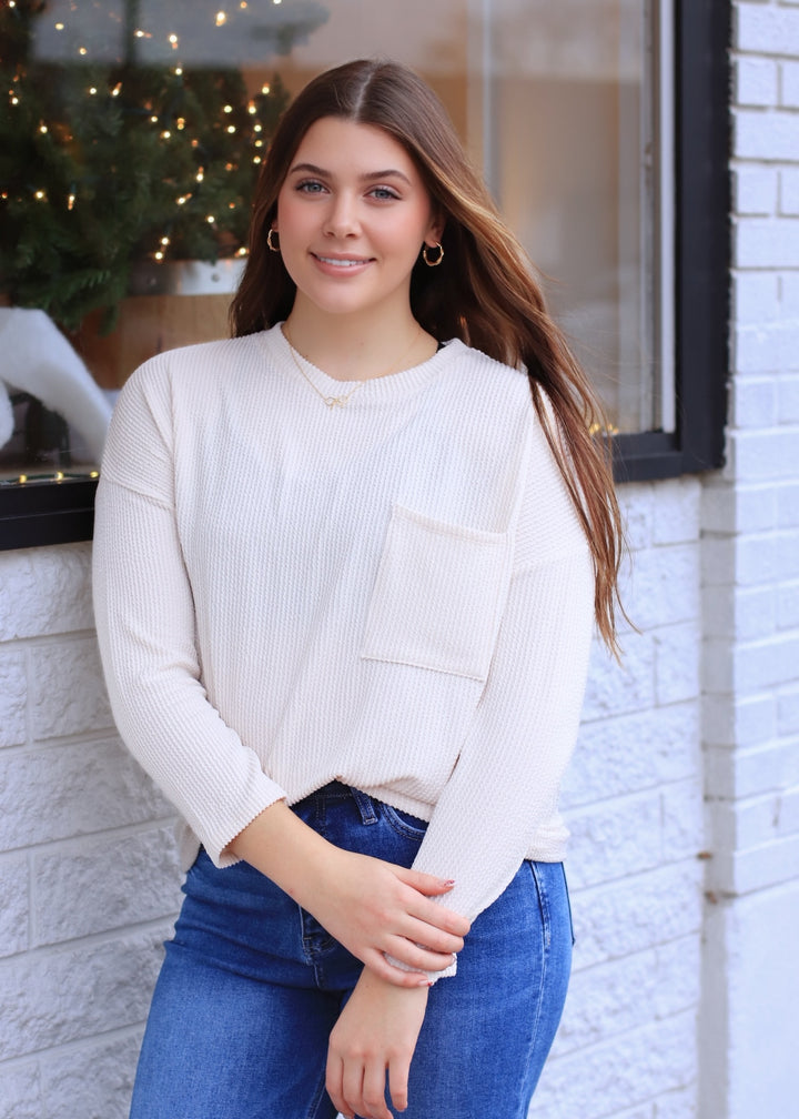 RESTOCK The Routine Ribbed Top in Cream