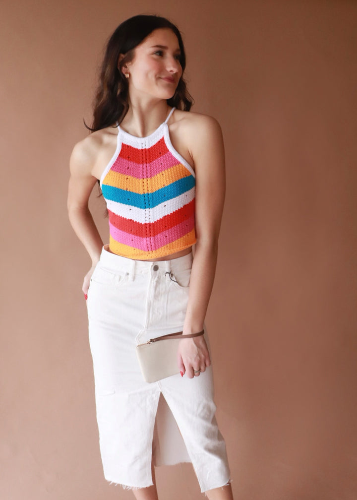 CLEARANCE FINAL SALE Summer Love Multi Colored Crochet Top