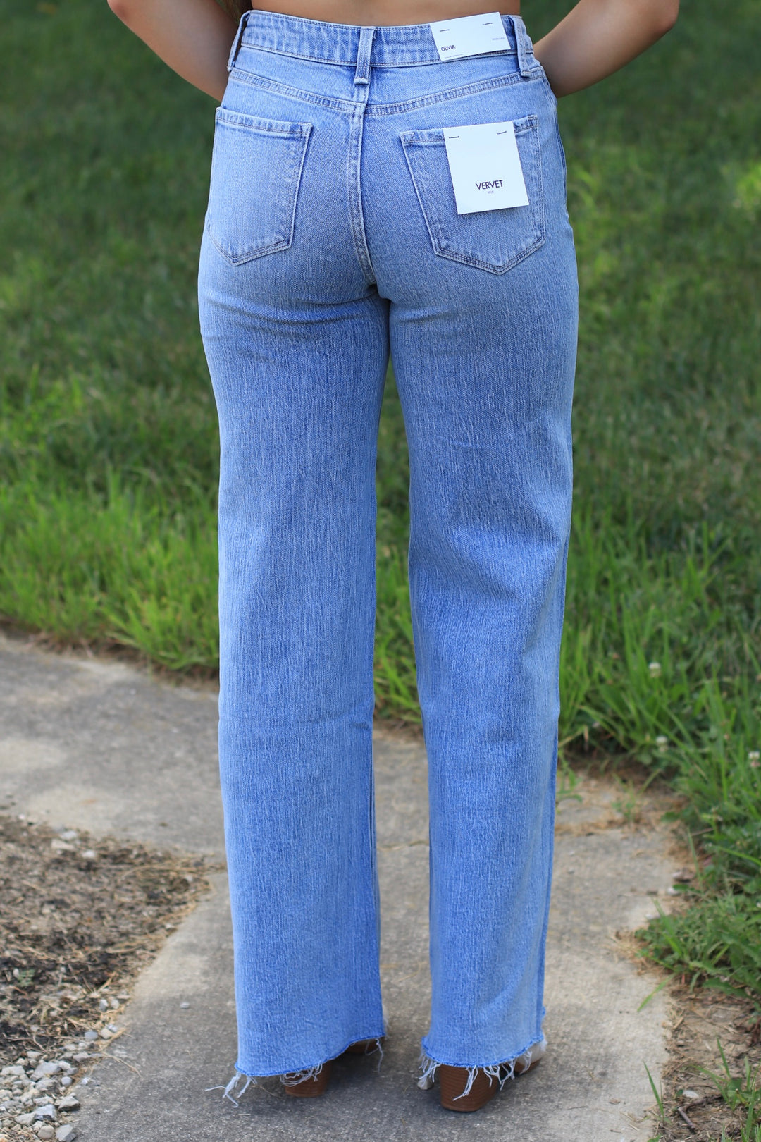 Poprock High Rise Raw Hem Wide Leg Denim