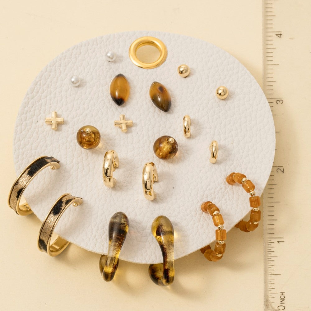 Ten Pair Assorted Resin Earrings Set