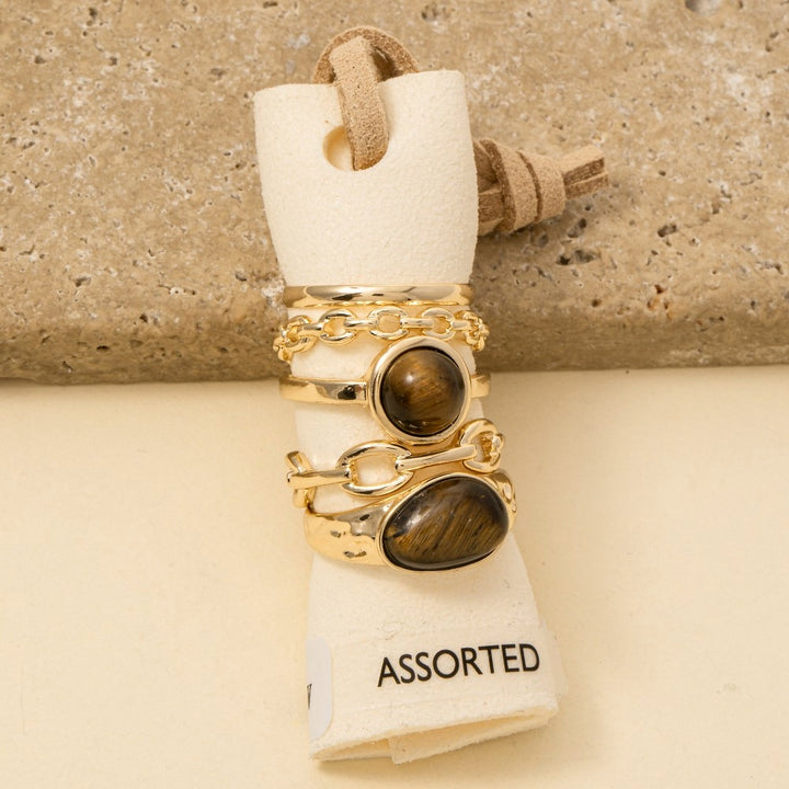 Five Piece Semi Precious Stone Ring Set