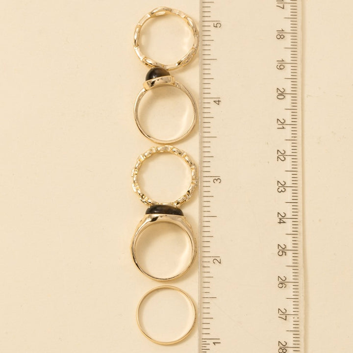 Five Piece Semi Precious Stone Ring Set