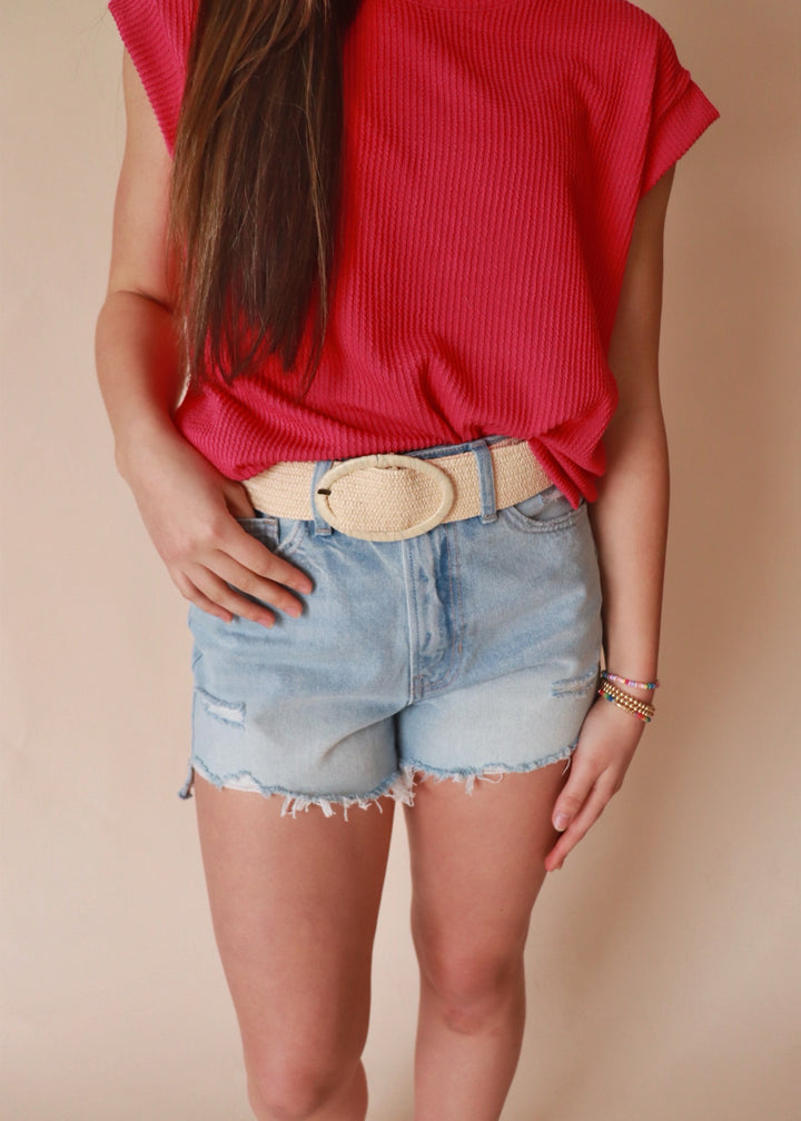 CLEARANCE FINAL SALE  Raffia Oval Buckle Belt