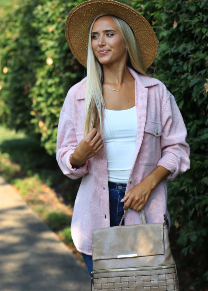 RESTOCK Fall Season Two Tone Shacket in Red