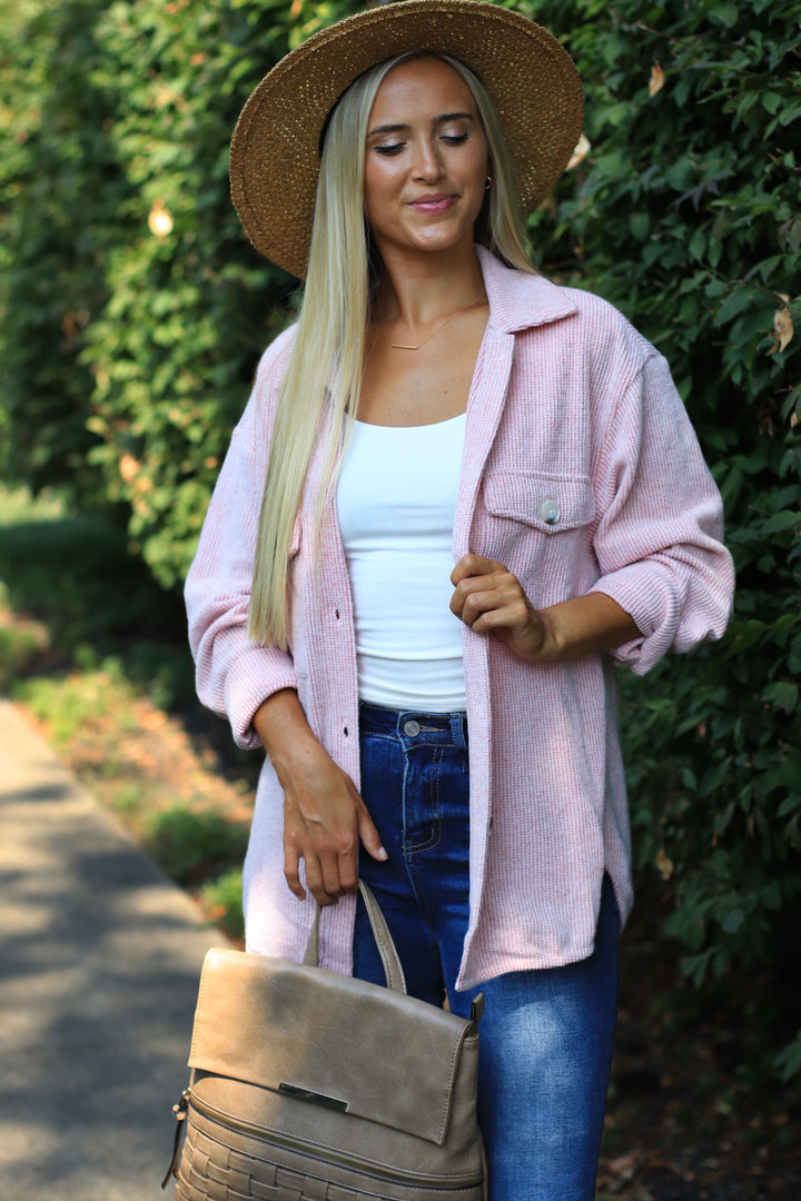 RESTOCK Fall Season Two Tone Shacket in Red