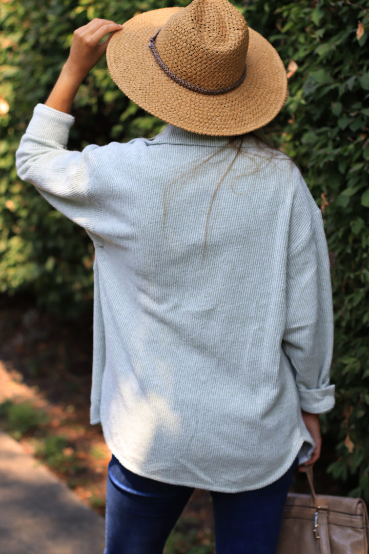 RESTOCK Fall Season Two Tone Shacket in Sage