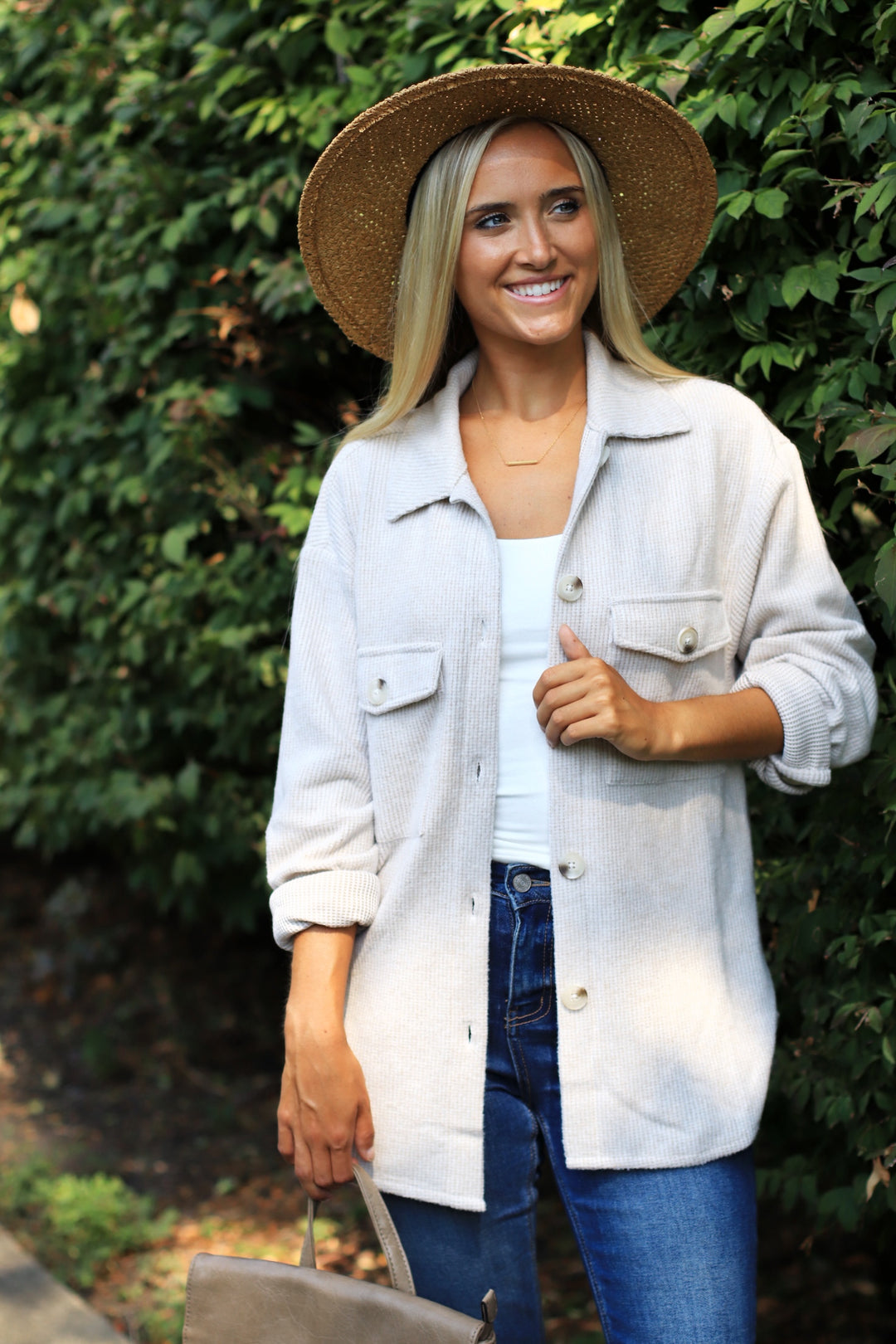 RESTOCK Fall Season Two Tone Shacket in Oatmeal