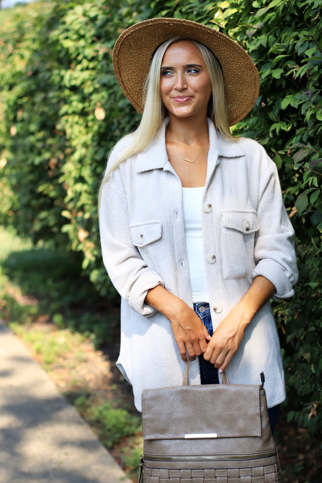 RESTOCK Fall Season Two Tone Shacket in Oatmeal