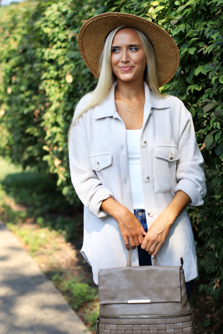RESTOCK Fall Season Two Tone Shacket in Oatmeal