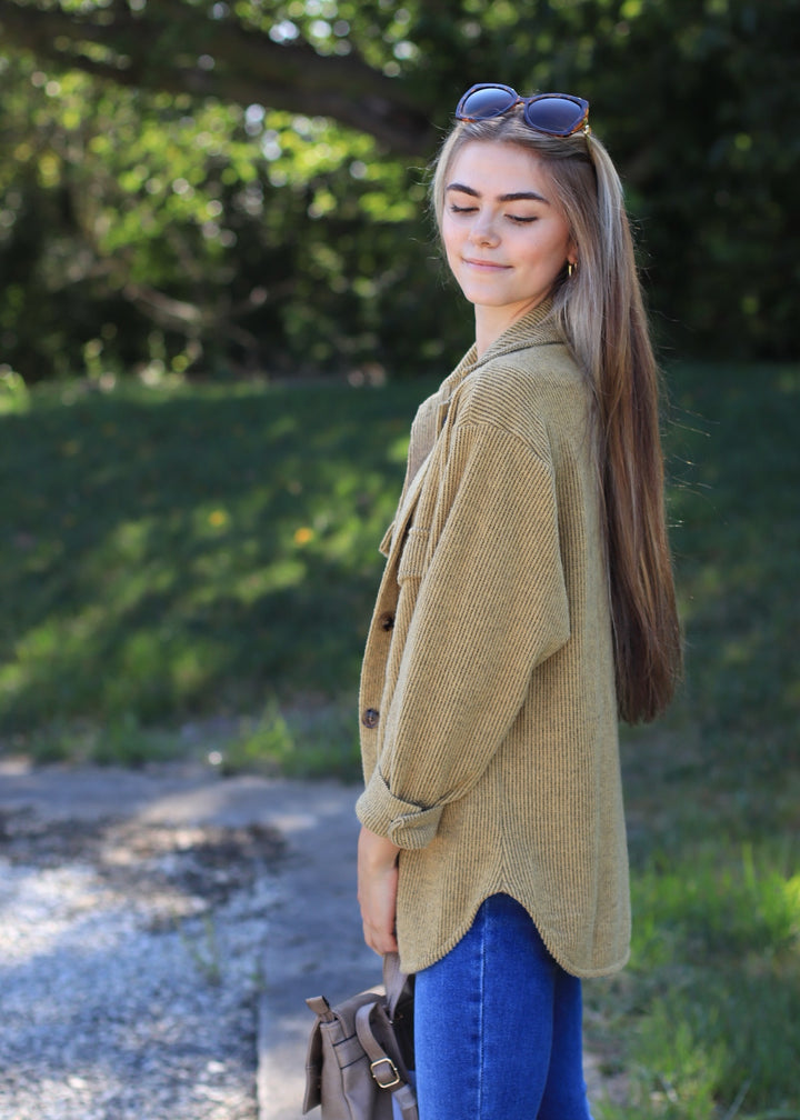 RESTOCK Fall Season Two Tone Shacket in Mustard