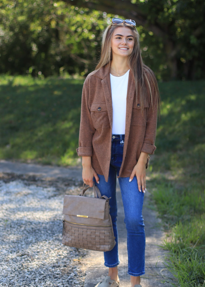 RESTOCK Fall Season Two Tone Shacket in Mocha