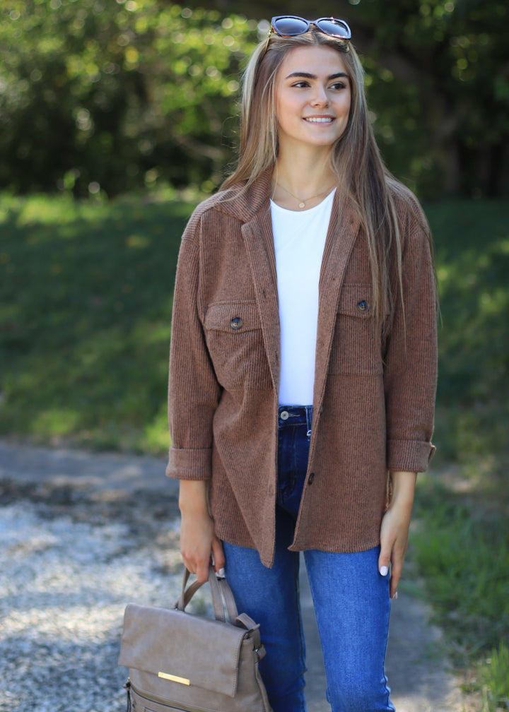 RESTOCK Fall Season Two Tone Shacket in Mocha