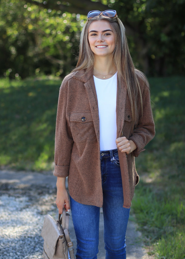 RESTOCK Fall Season Two Tone Shacket in Mocha