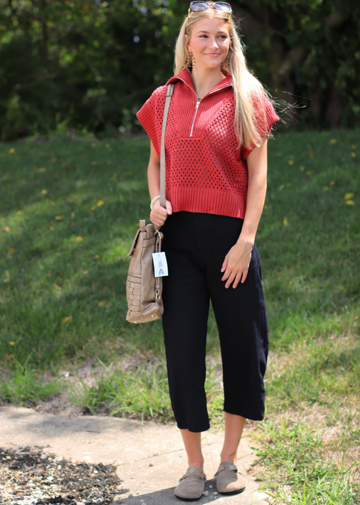 CLEARANCE FINAL SALE Barrel Capri Pants in Black