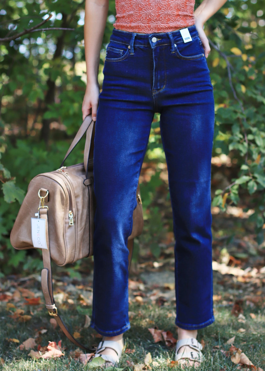 Faye High Wist Tummy Control Classic Straight Denim Jeans