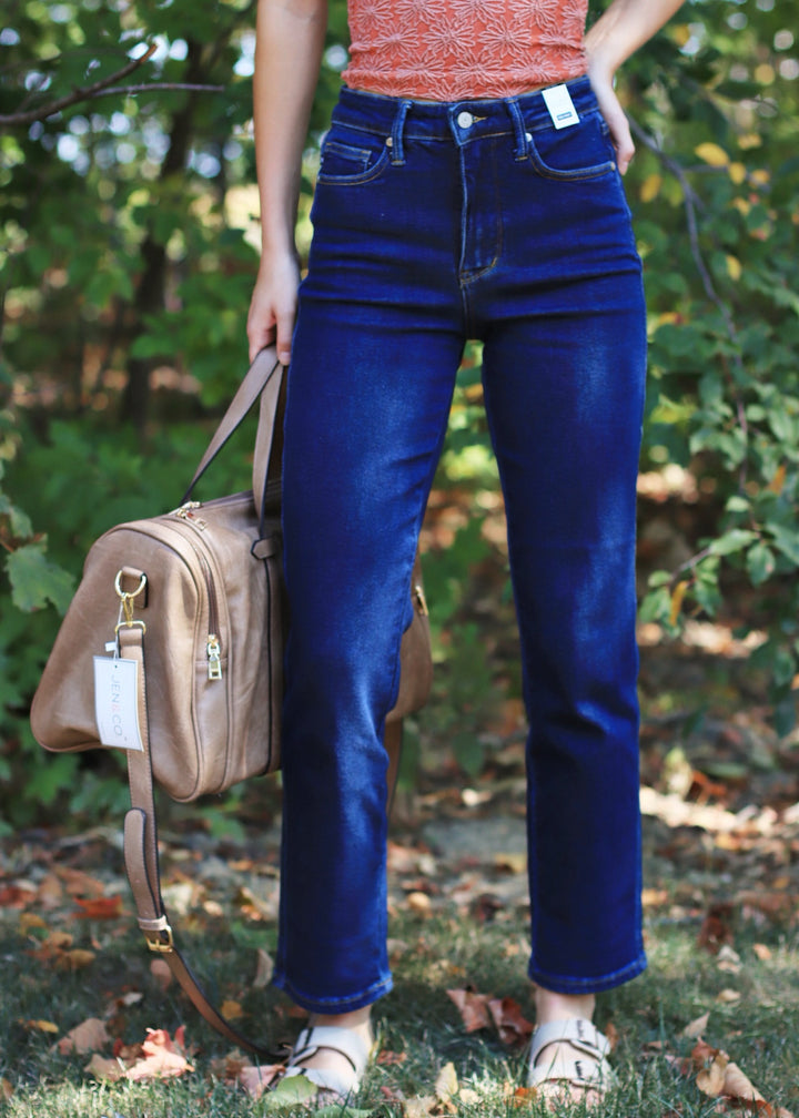 Faye High Wist Tummy Control Classic Straight Denim Jeans