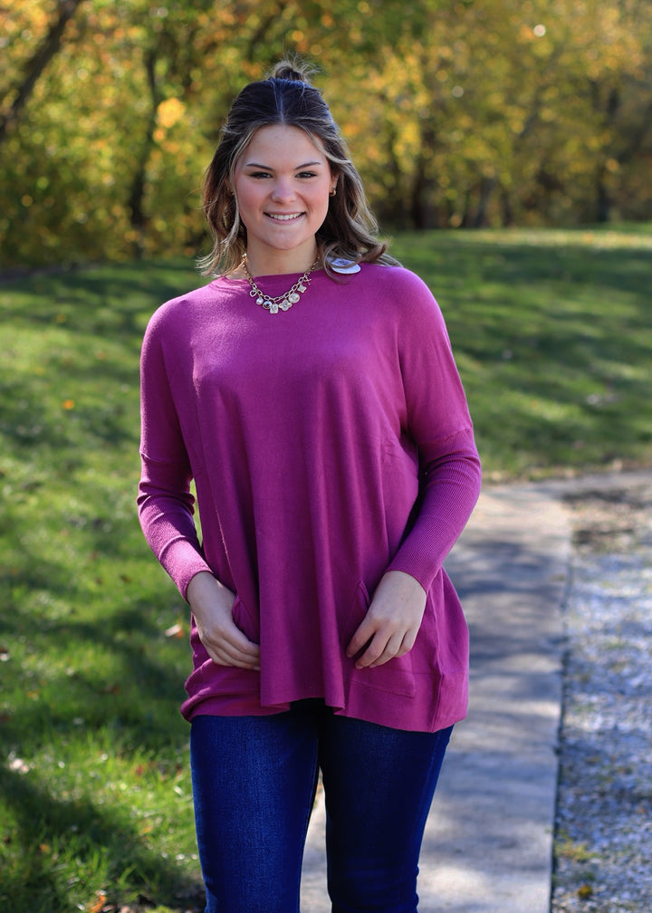 CLEARANCE FINAL SALE  Oversize Pocket Top in Berry