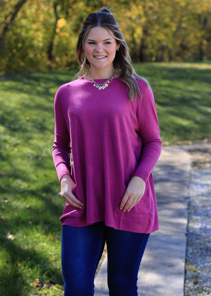 CLEARANCE FINAL SALE  Oversize Pocket Top in Berry
