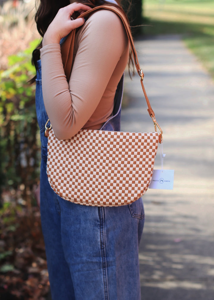 RESTOCK Westlyn Woven Bum Bag in Checkered Tan