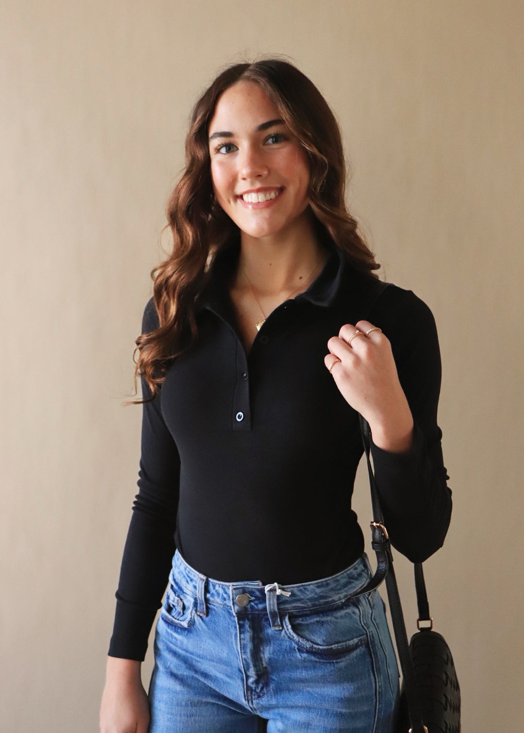 Reese Solid Collared Bodysuit