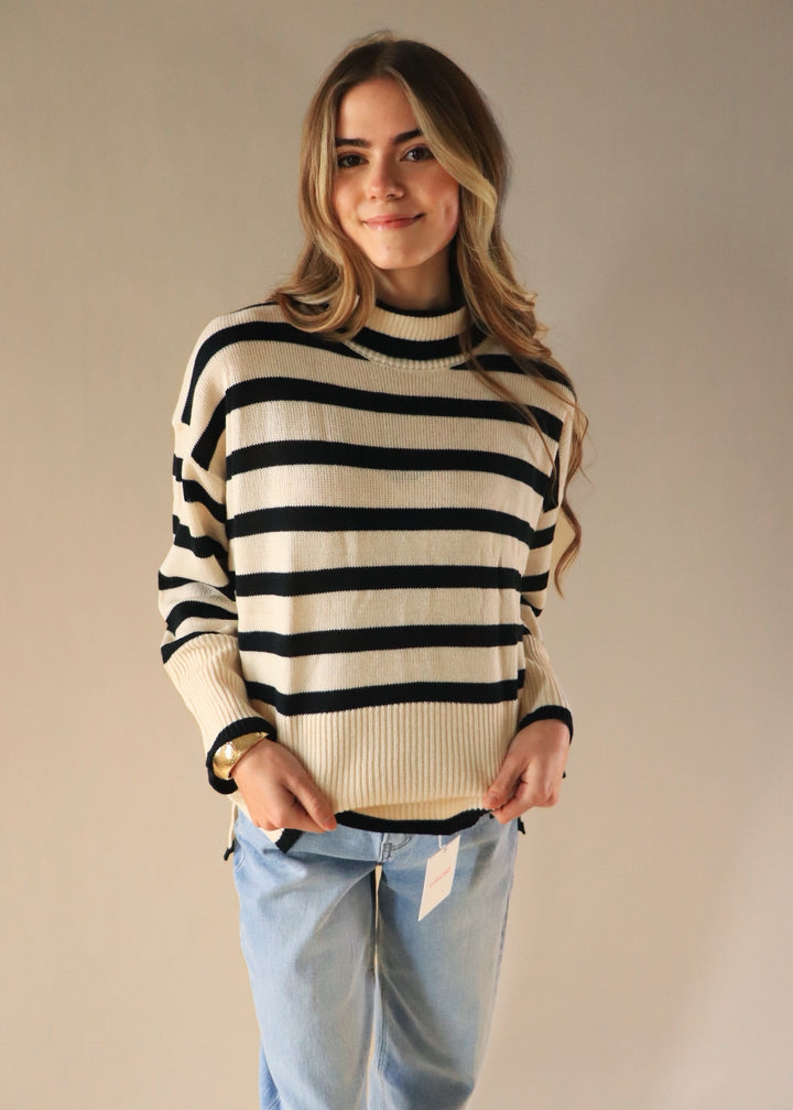 CLEARANCE FINAL SALE Collins Striped Turtle Neck Top