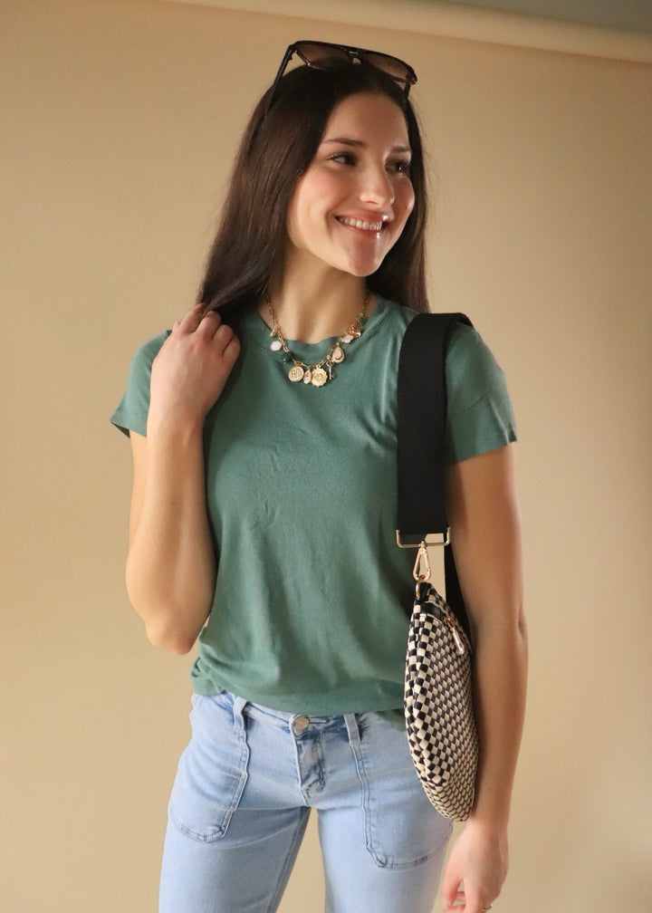 Classic Cotton Blend Drew T-shirt in Green Ivy