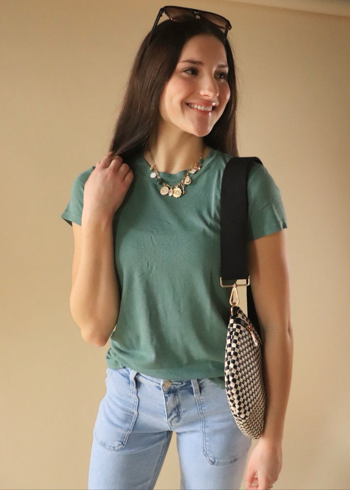 Classic Cotton Blend Drew T-shirt in Green Ivy