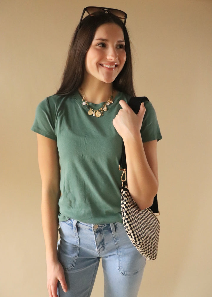 Classic Cotton Blend Drew T-shirt in Green Ivy