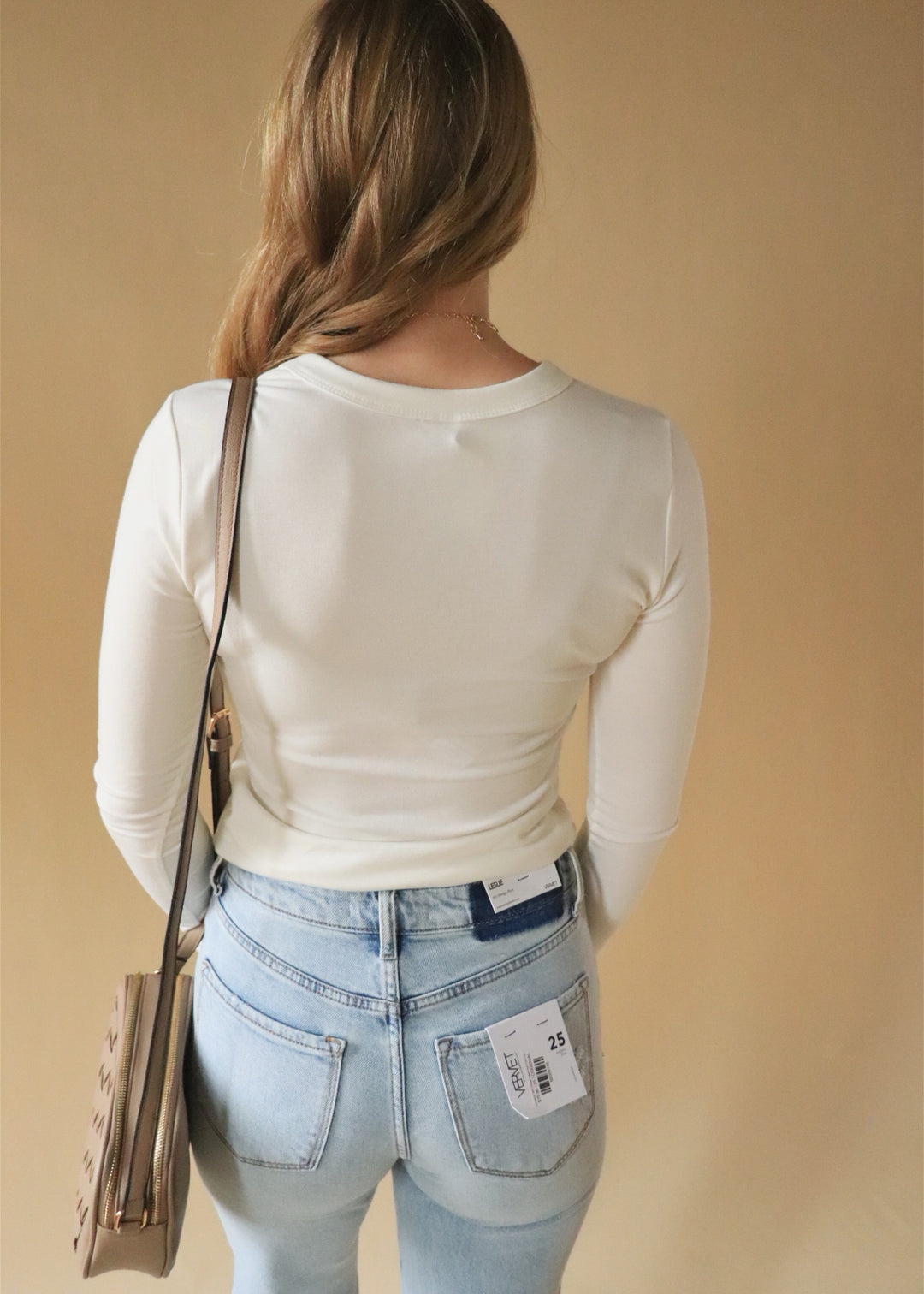 Round Neck Long Sleeve Top in Ivory