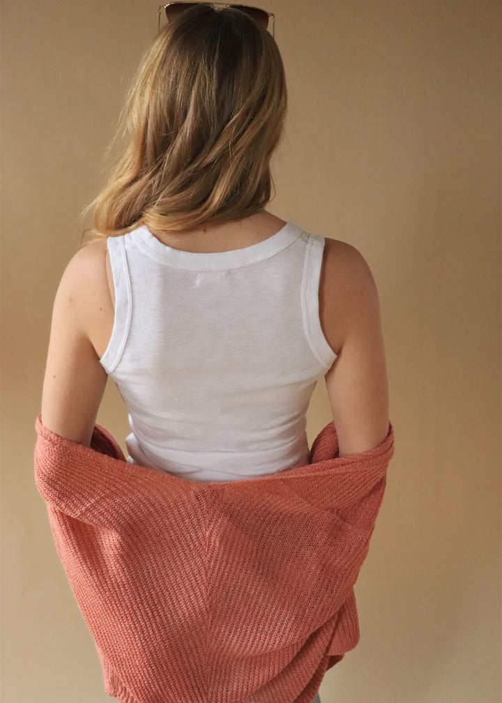 August Racerback Slub Cotton Tank in White