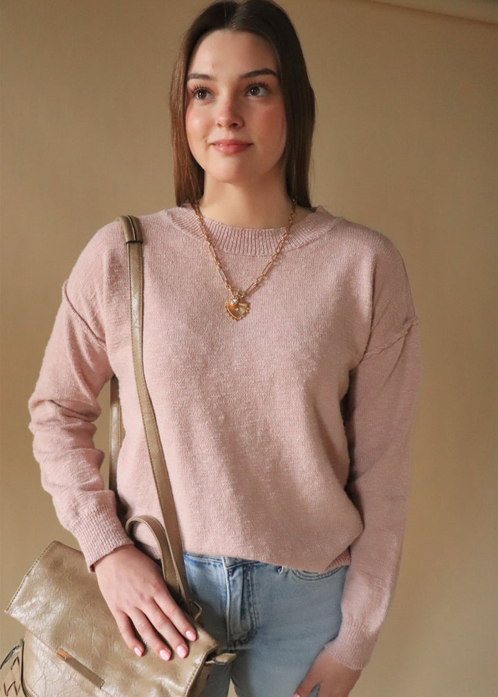Dusty Rose Slub Sweater