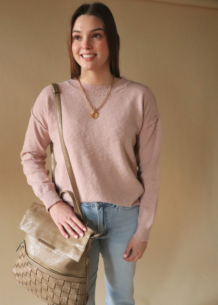 Dusty Rose Slub Sweater