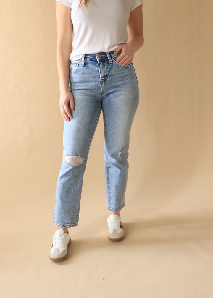 Victoria High Rise Ankle Straight Leg Denim