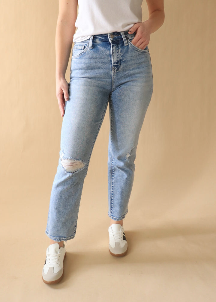 Victoria High Rise Ankle Straight Leg Denim