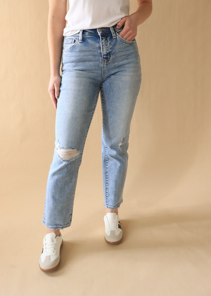 Victoria High Rise Ankle Straight Leg Denim
