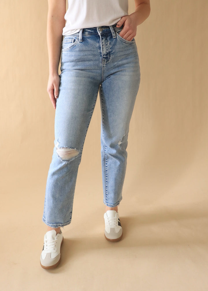 Victoria High Rise Ankle Straight Leg Denim