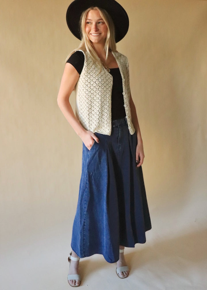 Leigha Denim Midi Full Skirt
