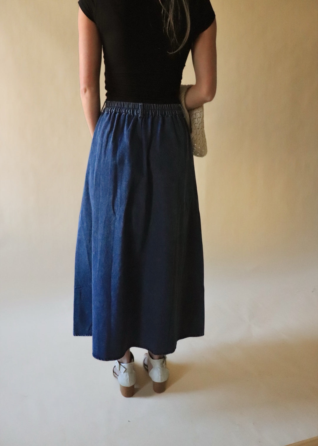 Leigha Denim Midi Full Skirt