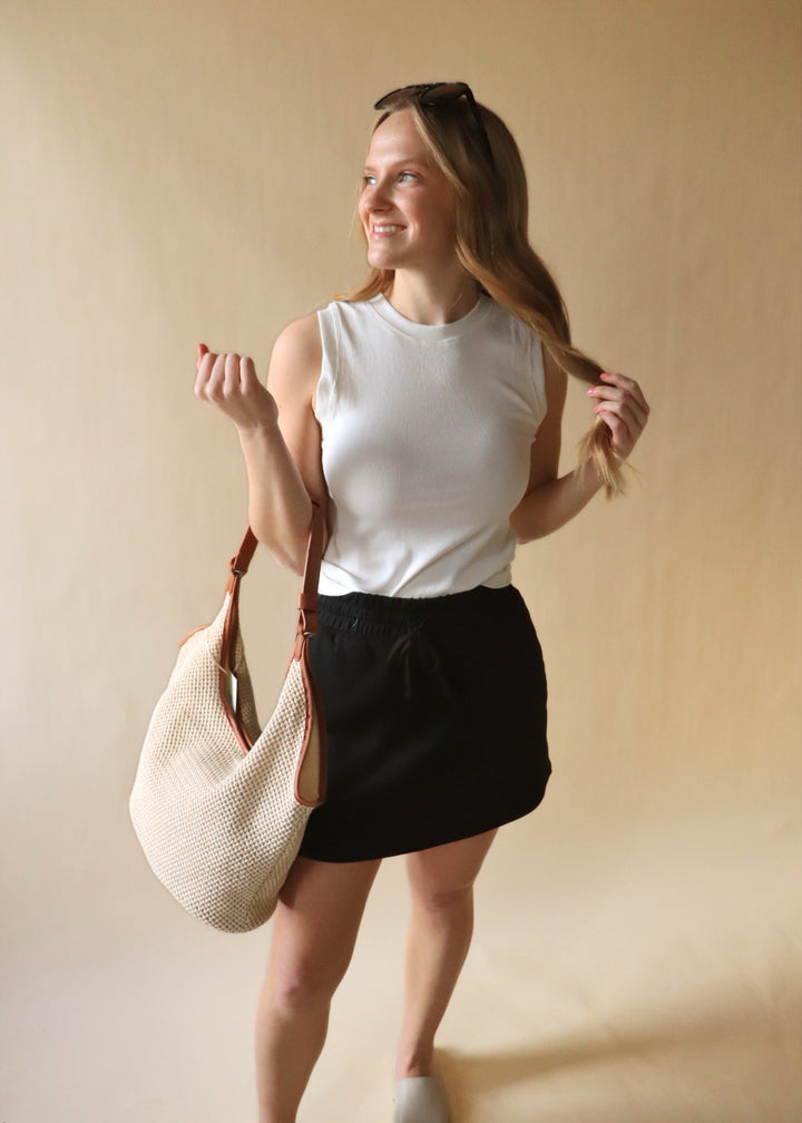 Basic Sleeveless Crew Top in Milk