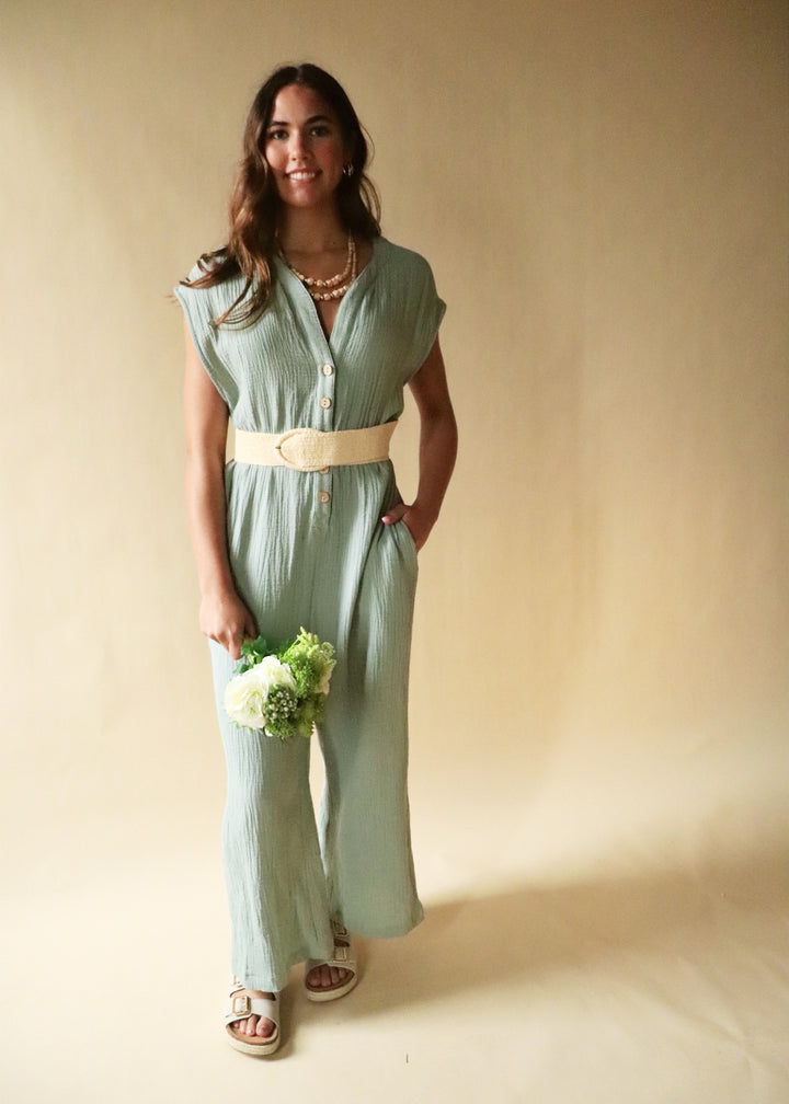 Georgie Gauze Button Down Jumpsuit