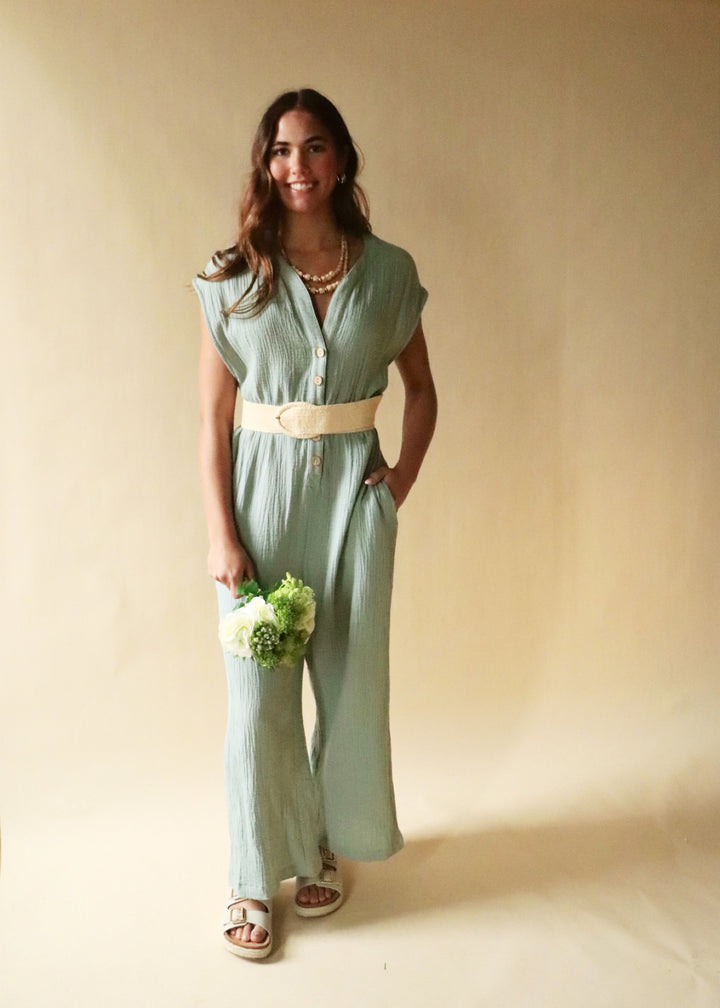 Georgie Gauze Button Down Jumpsuit