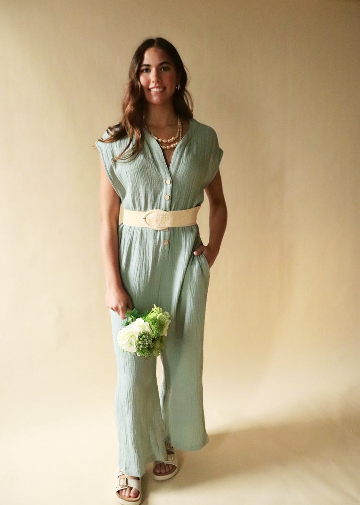 Georgie Gauze Button Down Jumpsuit